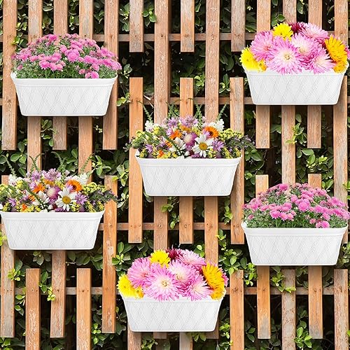 Miniatura 5 de 6 macetas colgantes de pared para plantas de interior, macetas para valla de barandilla, macetas de valla de plástico, cesta colgante al aire libre