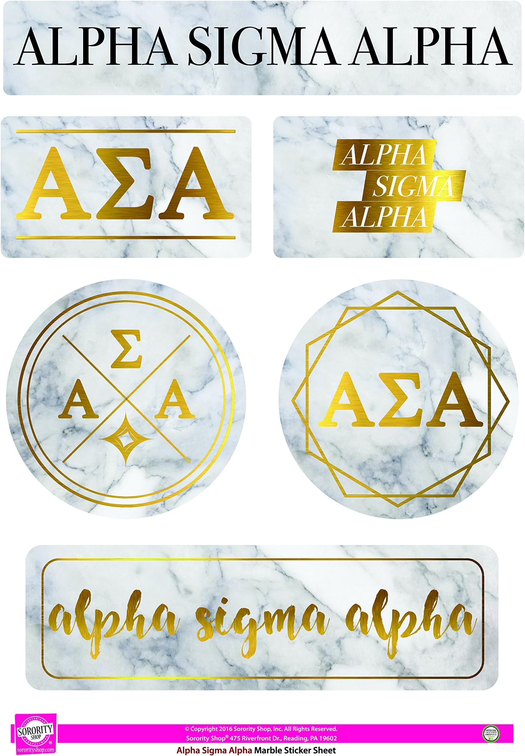 Alpha Sigma Alpha - Sticker Sheet - Marble Theme