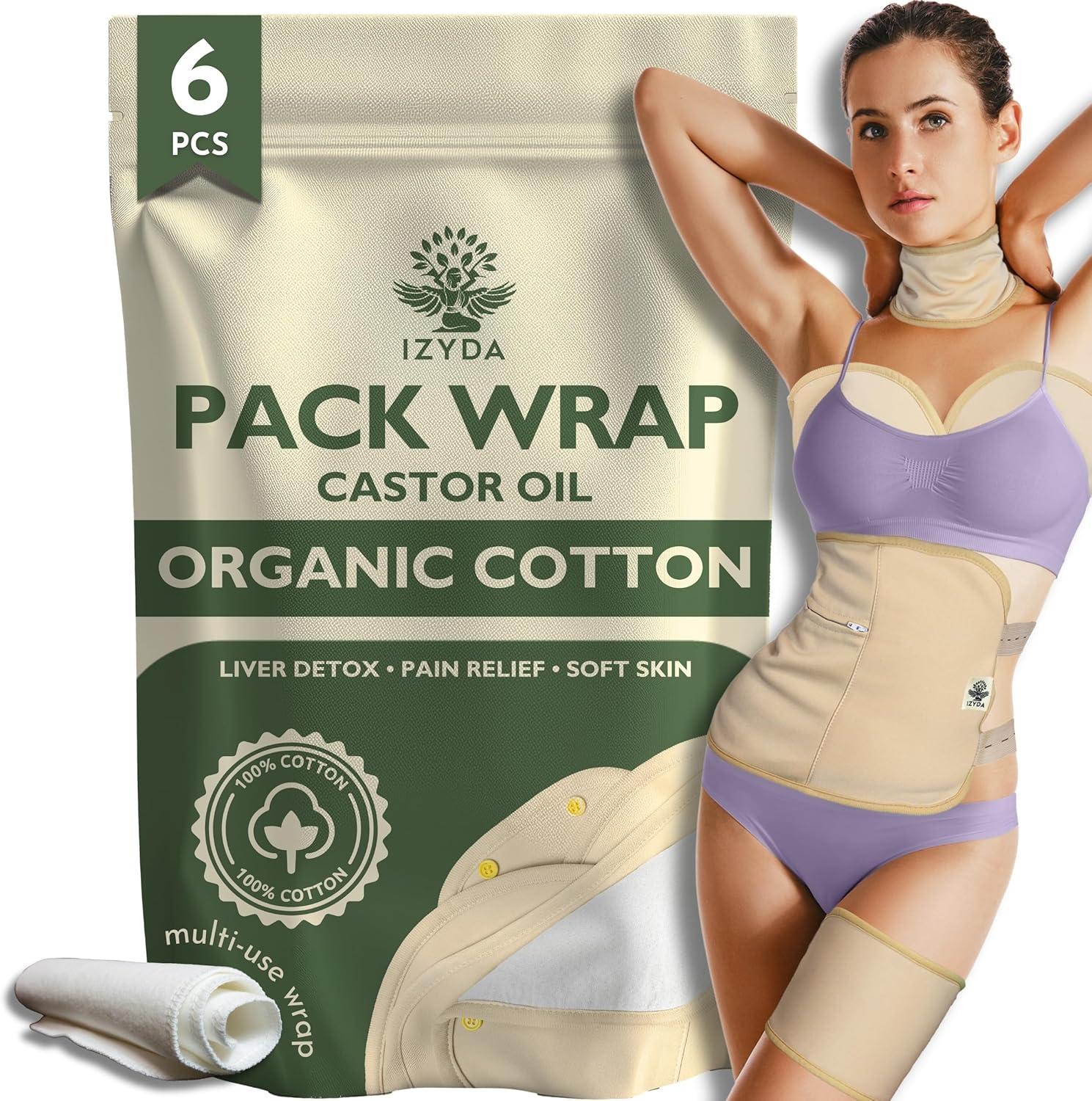 Castor Oil Pack Wrap, Caster Oil Packs, 4 Pcs Castor Oil Wrap Pack With Storage Bag, Reusable