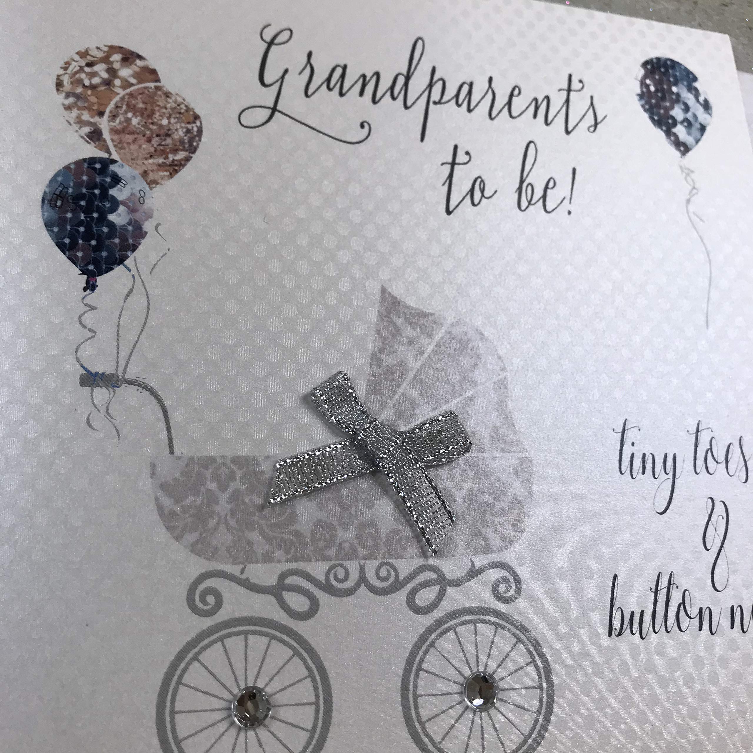 White Cotton Cards Glückwunschkarte – Handgefertigt "Grandparents To Be", 16x16 Cm