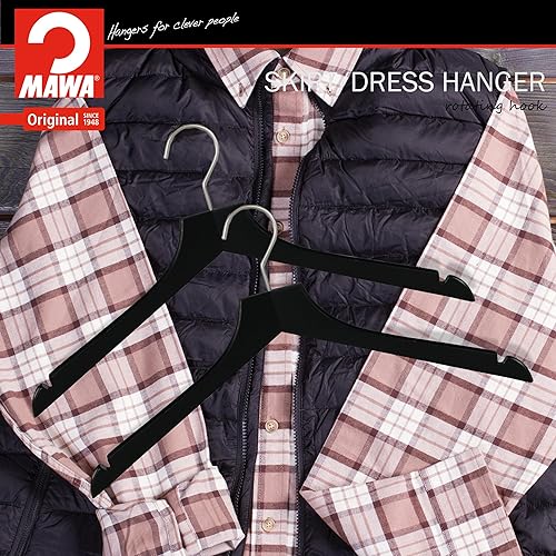 Miniatura 9 de MAWA by Reston Lloyd, Percha de madera europea, percha recta de madera de haya con muescas para el hombro, gancho dorado giratorio, acabado blanco,