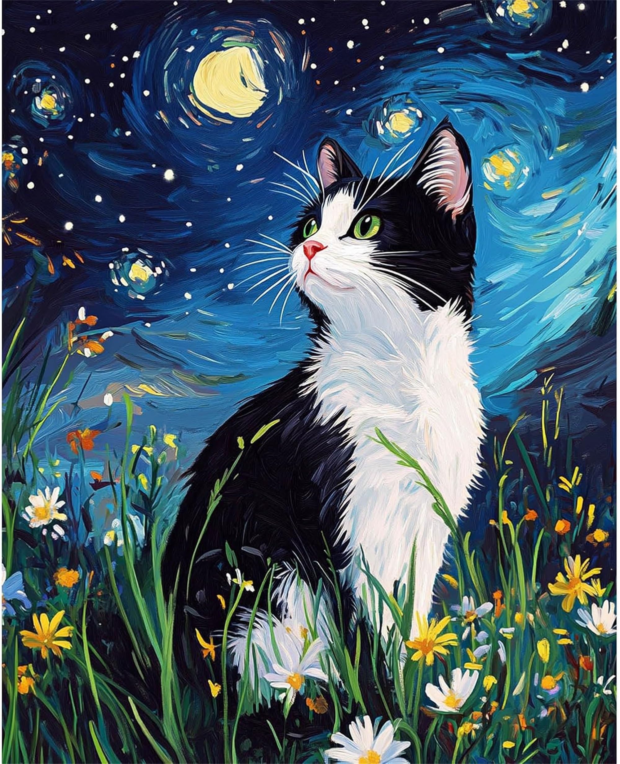 Nznanchu Cat2 Diy Paint By Numbers Kits For Adults,Cat Painting Kit On Canvas, Color By Numbers,Large Adult Paint By Number For Home Wall Decor,Gifts (Cat2)