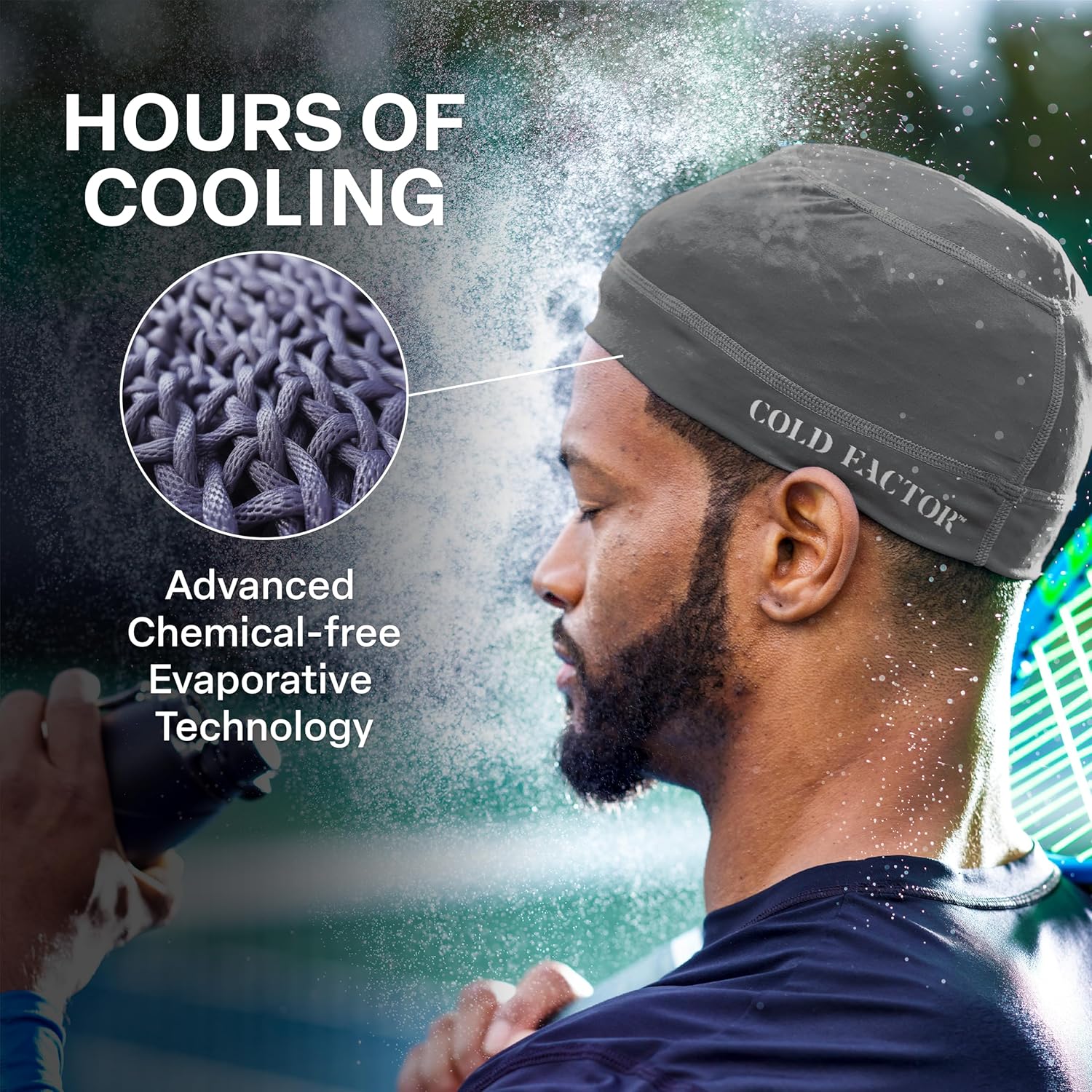 COLD FACTOR Instant Cooling Skull Cap & Helmet Liner 2 Pack|UPF 50+ Protection, Chemical-Free Evaporative Cooling Technology - Image 4