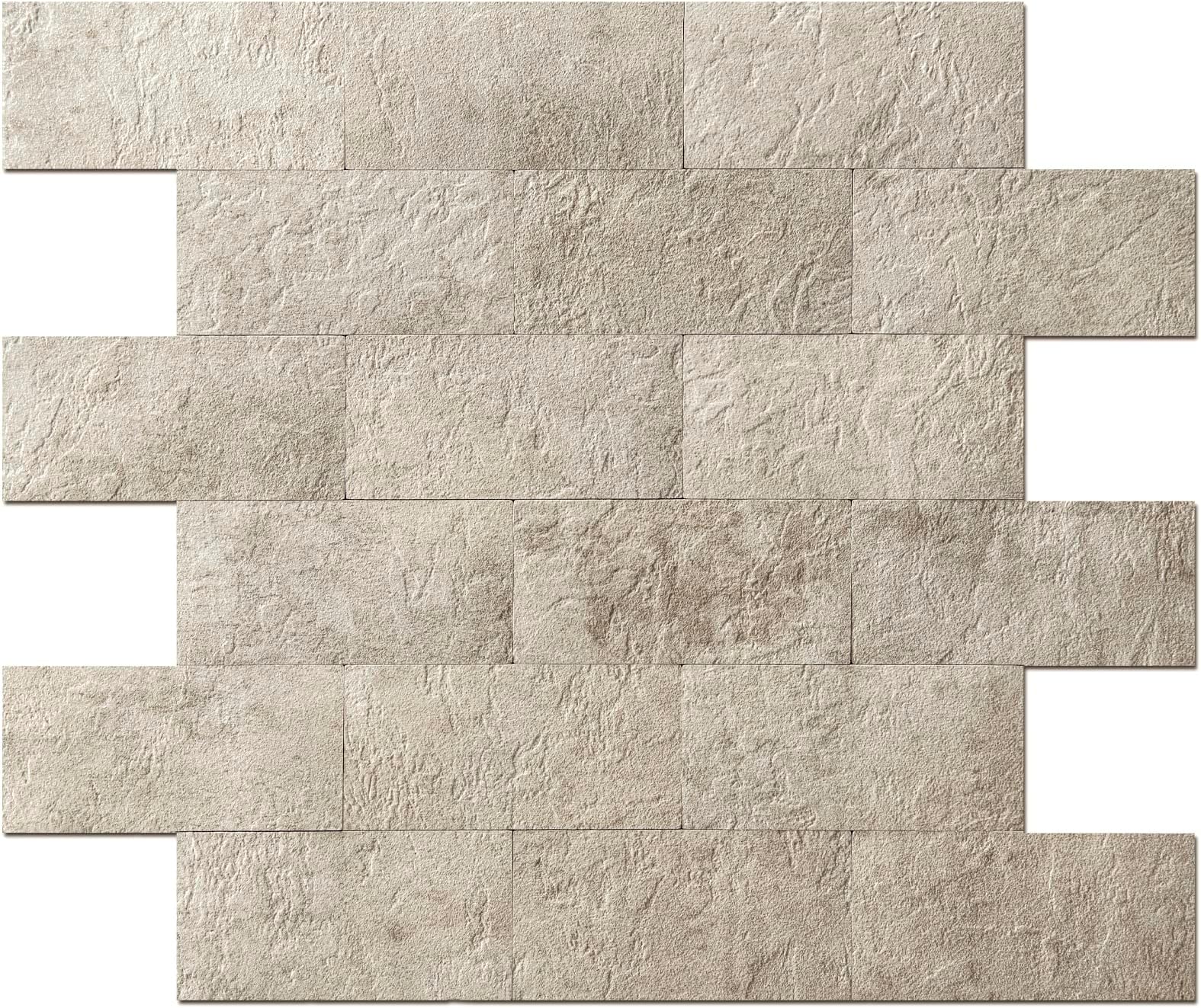 10-Pack Peel and Stick Wall Tile for Backsplash, Stick on Stone Tile for Kitchen Bathroom Fireplace Vanitity in Stone Beige