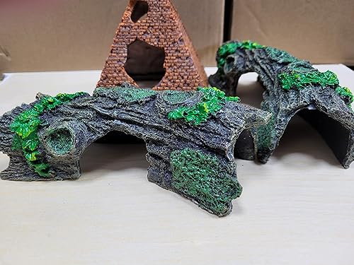 Miniatura 3 de RunXF Escondite de reptiles Árbol podrido lagarto leopardo gecko escondite pescado camarón refugio cría terrario tanque paisajismo resina adorno