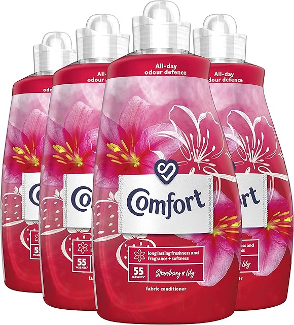 Comfort Strawberry & Lily Fabric Conditioner Softener Unstoppable Long Lasting Freshness and Fragrance Boost + Softness 220 wash (Pack of 4) Upto 7 Months Supply