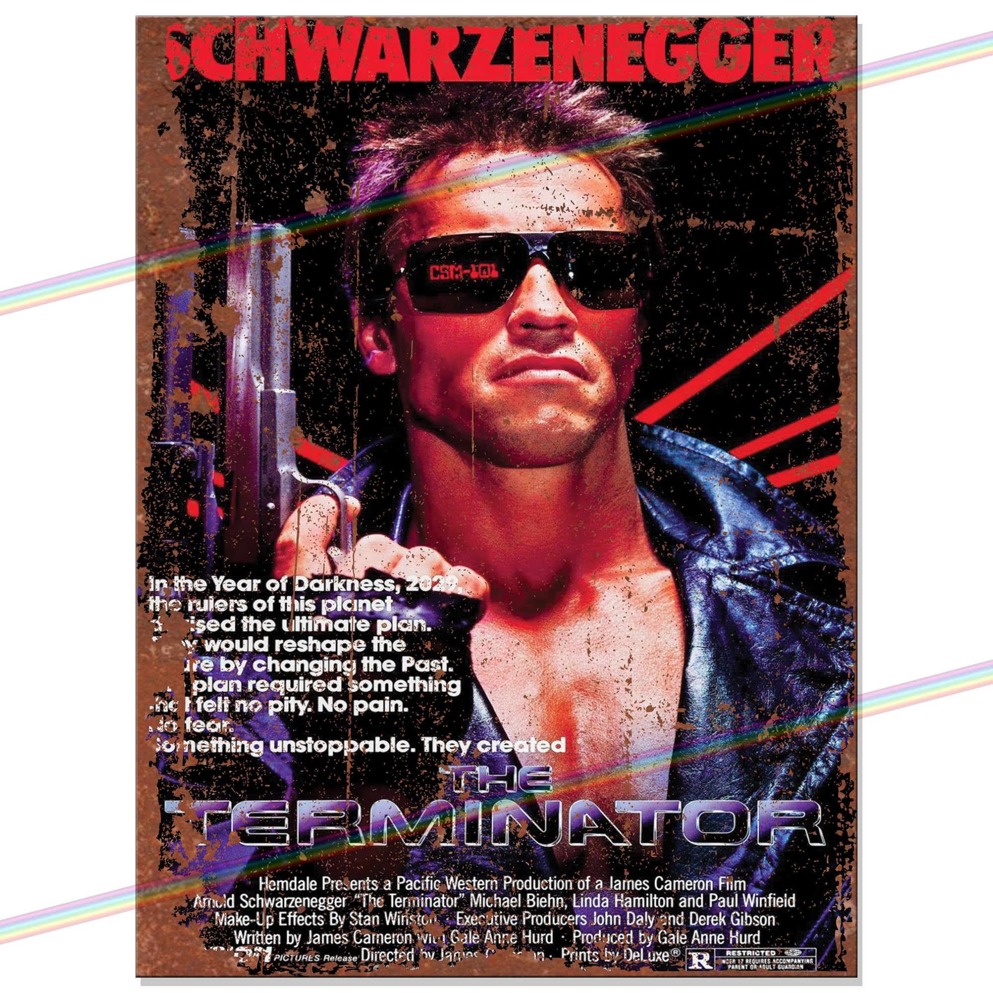 Movie Metal Signs for Mancave, Shed, Garage, Kitchen, Man Cave. Gift for Birthday, Christmas, Xmas. Retro Vintage Reproduction Memorabilia Tin Signs. 20cm x 15cm (TERMINATOR)