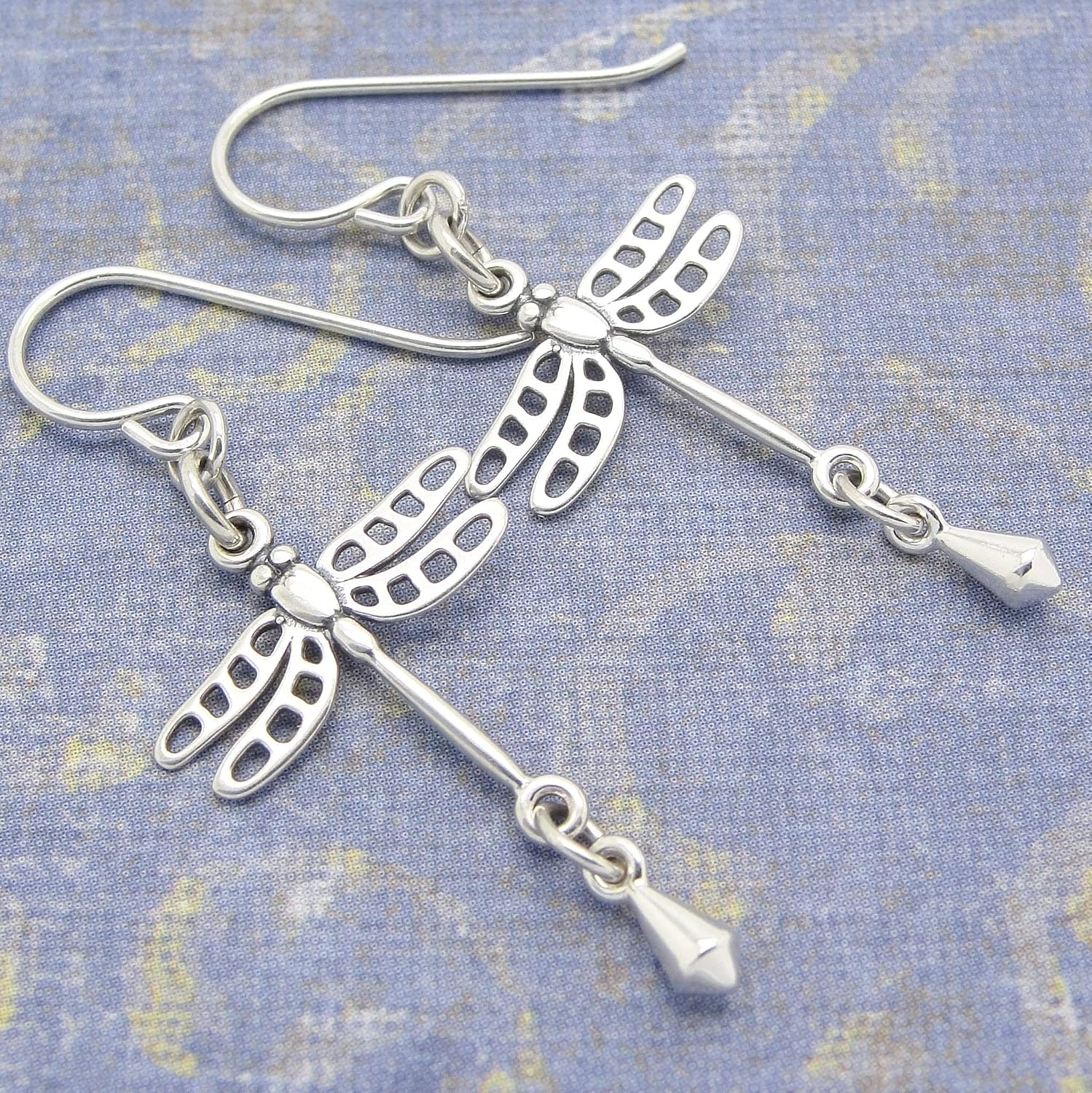 Handmade Dragonfly Earrings in Solid Sterling Silver