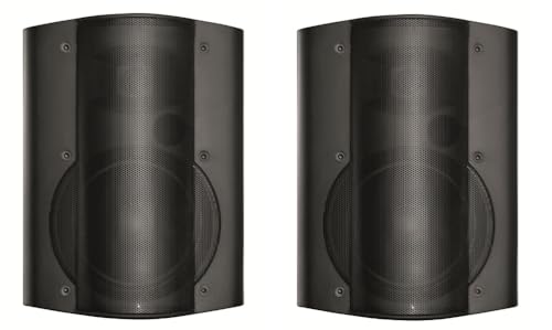 OWI AMP-HD-602-2B Set of (1) Amplified Surface Mount Speaker and (1) Non-Amplified Speaker 6.5 Inches, 40 Watts; Comes with 15Volt DC Level V Power Supply; Black