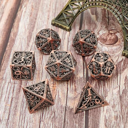 Miniatura 22 de DND - Juego de dados de metal para Dungeons and Dragons, dados de metal único DND, dados de poliedro D y D con caja para juegos de rol D20, D12