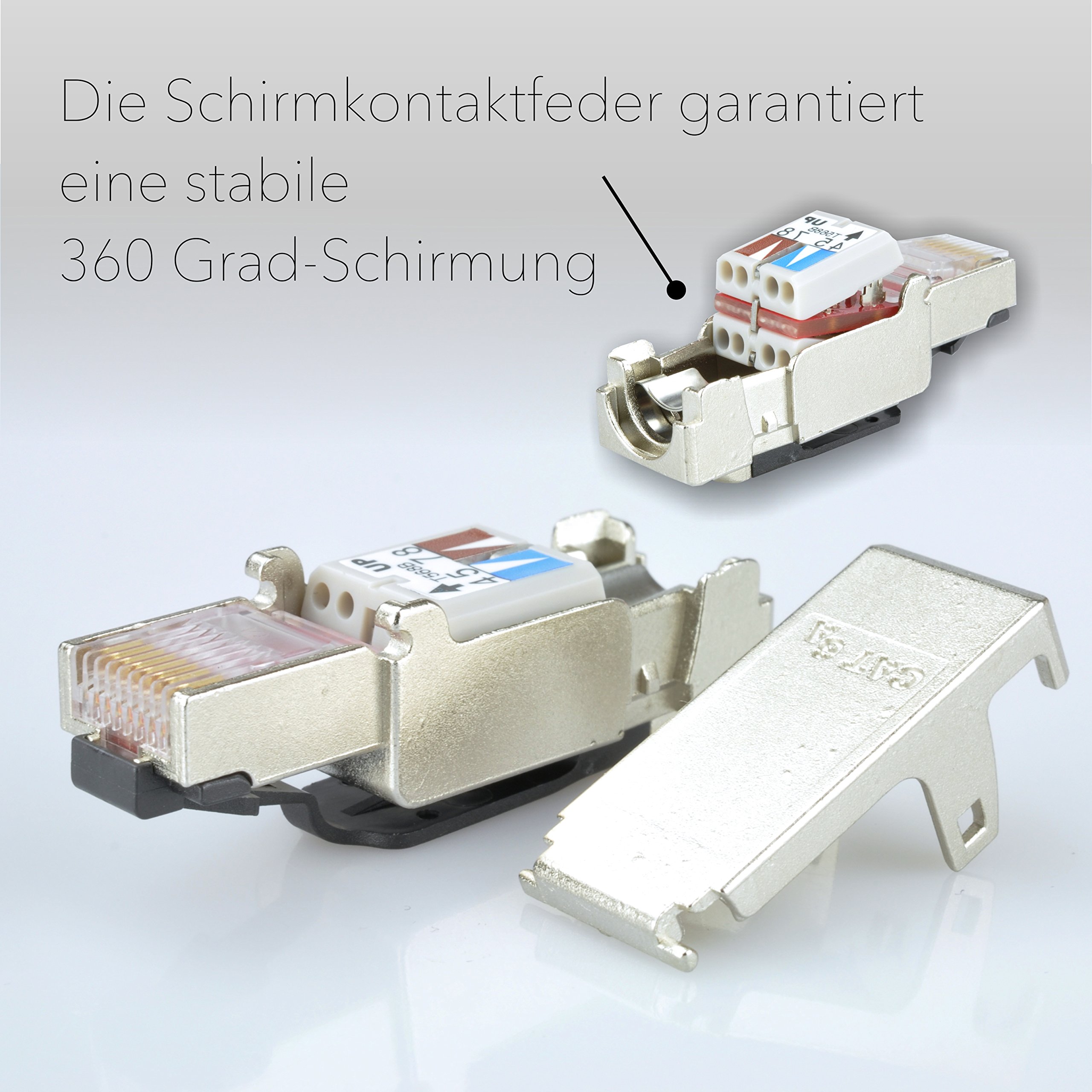 2 X Cat. 6 A Connecteur RJ45 Pour Cat 6 A, Câble Réseau Cat 7 A 10 Gigabit Cable De Pose A 6 9 Mm Awg 23 26 Blinde Avec Alliage Zinc Contacts Or Montage Sans Outils