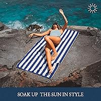 Vista 6 de LANE LINEN Juego de 4 toallas de playa, 100% algodón, rayas cabaña, de gran tamaño (30 x 60 pulgadas), secado rápido y altamente absorbentes