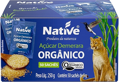 Native Açúcar Demerara Orgânico 50 Sachês De 5G