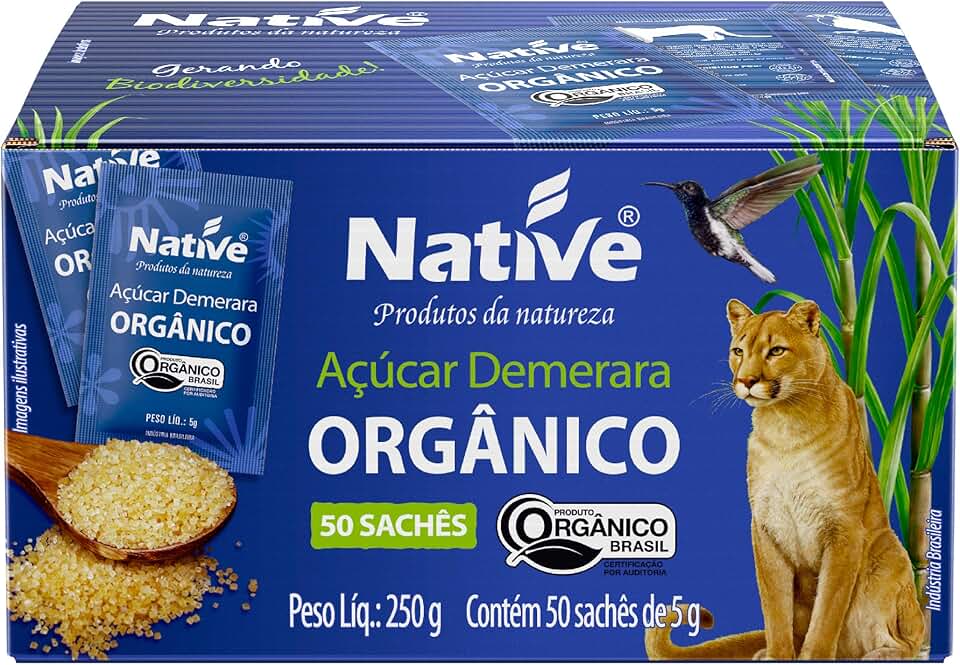 Native Açúcar Demerara Orgânico 50 Sachês De 5G