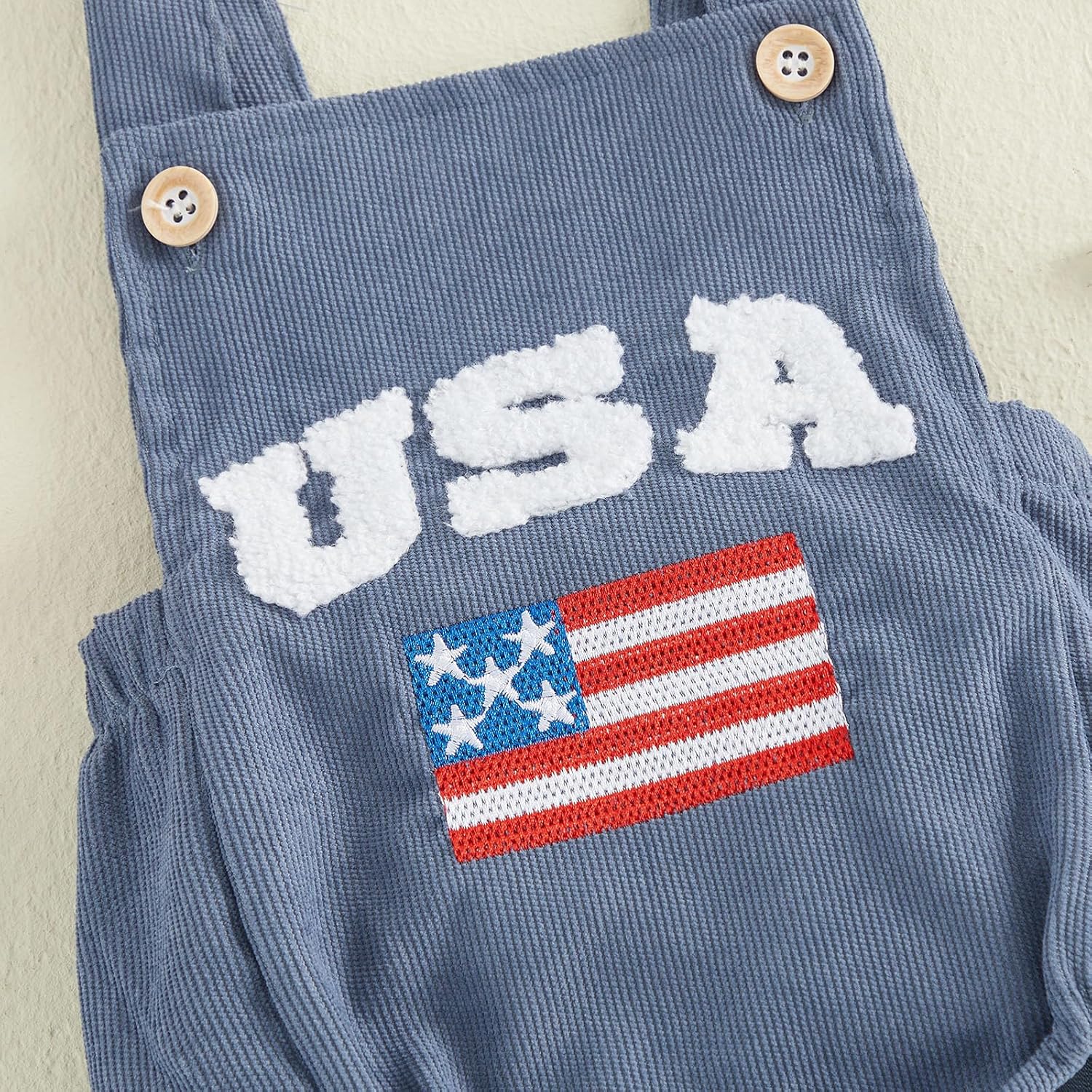 KMBANGI Baby Boy USA Overalls Romper Sleeveless American Flag Bodysuit Infant 4th of July Patriotic Clothes Summer Outfit
