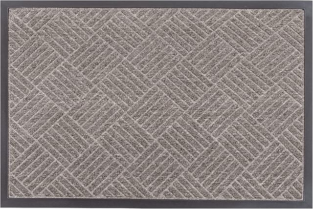 Amazon Brand - Umi Rubber Door Mat 45x75, Heavy Duty Doormats Indoor Outdoor, Non Slip Washble Floor Mat for Front Door, Inside & Outside, Grau
