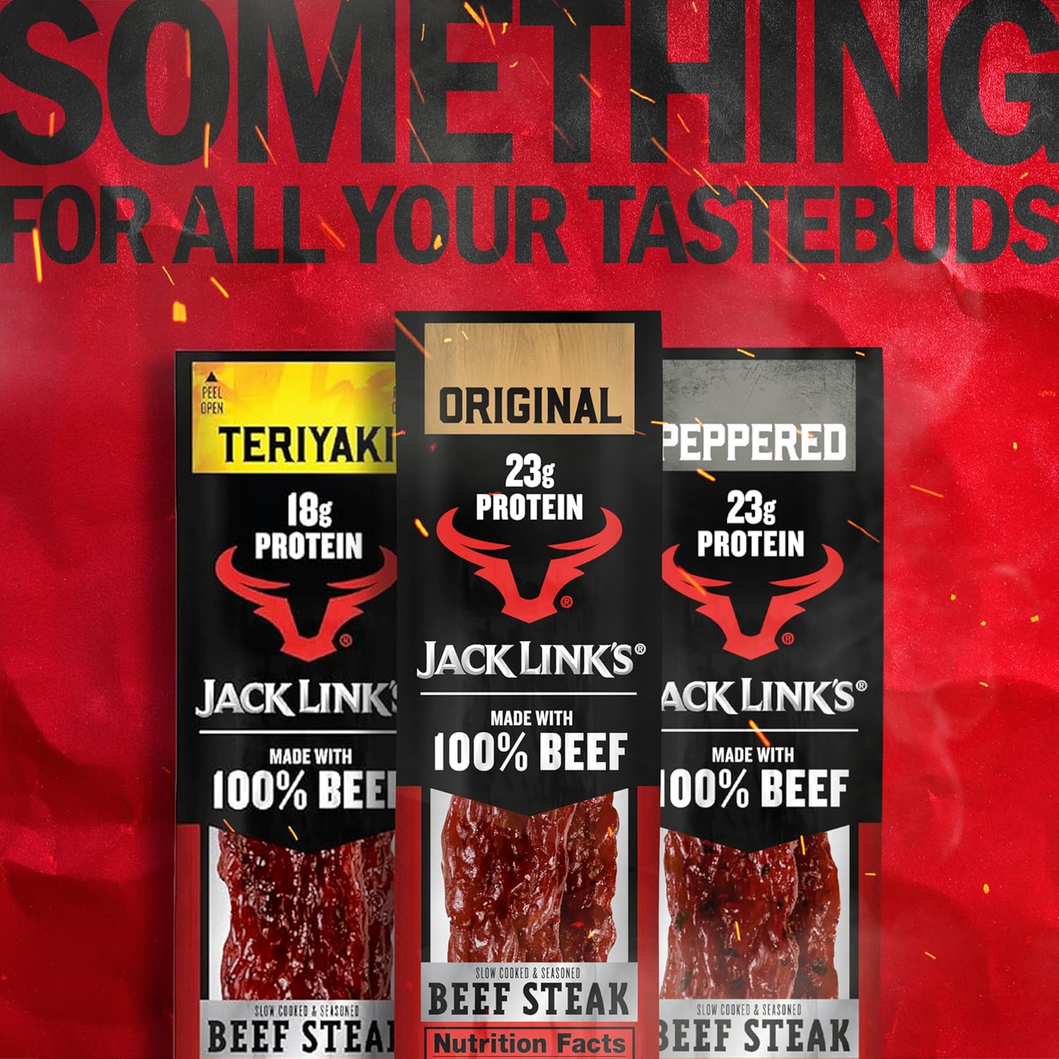 Jack Link's Beef Steak, Original - Protein Snacks, Beef Jerky Meat Snack with 23g of Protein, Made with 100% Beef, Individually Wrapped Bulk Snack Pack, Keto Friendly - 2 Oz. (12 Count)