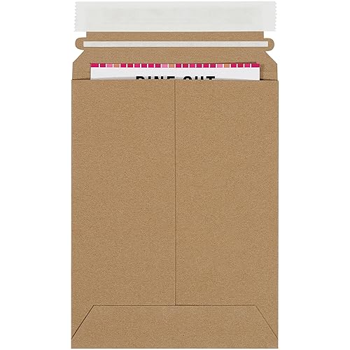 Miniatura 5 de BOX USA Stayflats - Sobres planos rígidos de 6 x 8 pulgadas, papel kraft (paquete de 100) para documentos fotográficos, cierre de despegar y sellar,