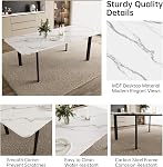 HIPIHOM Extendable Dining Table Set for 6-8 People, 63 to 78.7 Inch MDF Kitchen Table with 6 Upholstered Chairs, Space-Saving for Dining Room, Breakfast Nook(White Table & 6 White Chairs)