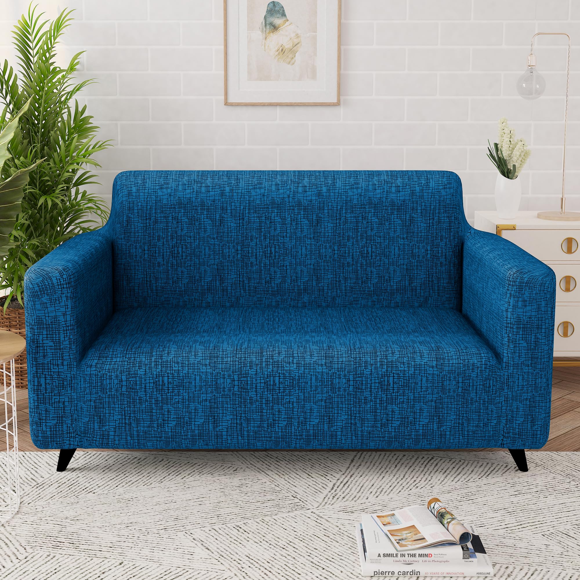 Story@Home Sofa Cover - 2 Seater, Orange & Beige -22