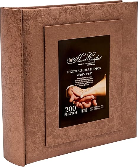 Amazon Com Kvd Albums Wedding Photo Album Fits 0 4x6 100 5x7 Photos With Window Frame Cover Copper Home Kitchen