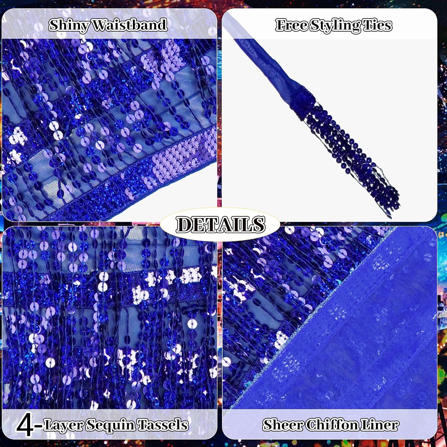 Baisdan Sequin Skirts for Women, Sequin Two Piece Set, Sparkly Skirt for Women, Glitter Fringe Skirt and Top Set, 2Pack
