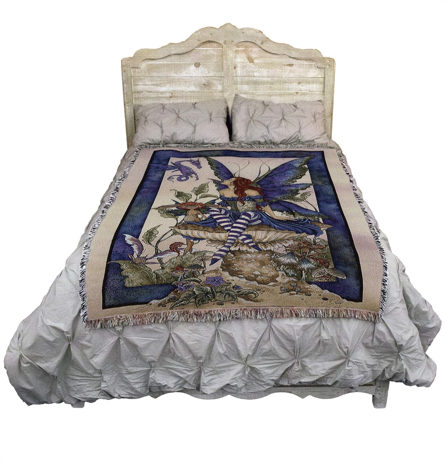 Pure Country Weavers Bottom of The Garden Fairy Blanket by Amy Brown - Gift Fantasy Tapestry Throw Woven from Cotton - Made in The USA (72x54)