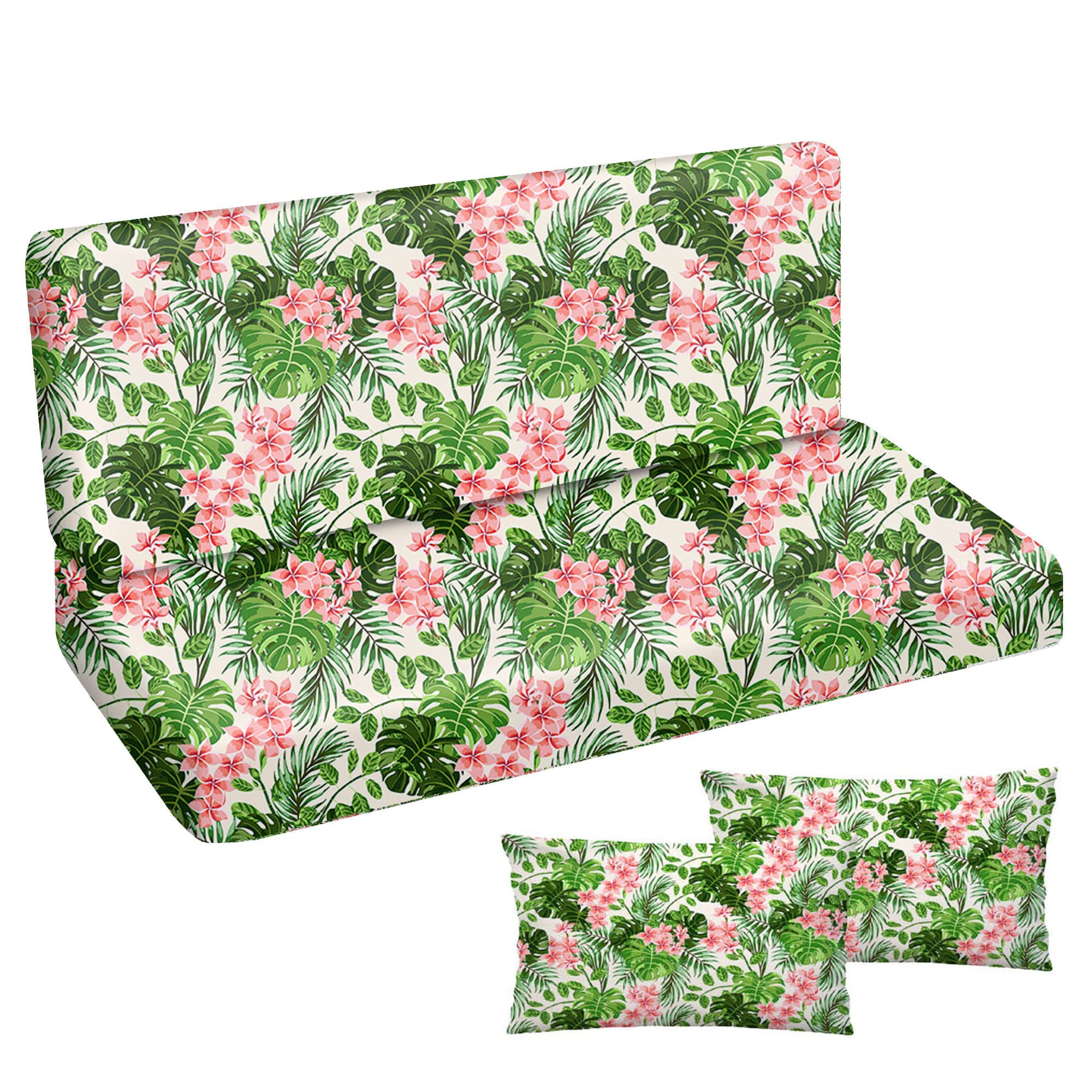 Ferocity Cuscino per panca da giardino, impermeabile, 185x50x50 cm, per mobili da giardino, per pallet, per esterni e patio, con schienale Glatt Palm Bright [133]