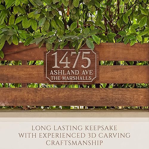 Miniatura 7 de Letrero de dirección de casa personalizado, números de casa personalizados para exteriores, placa de dirección de madera grabada, 5 colores, 14 x