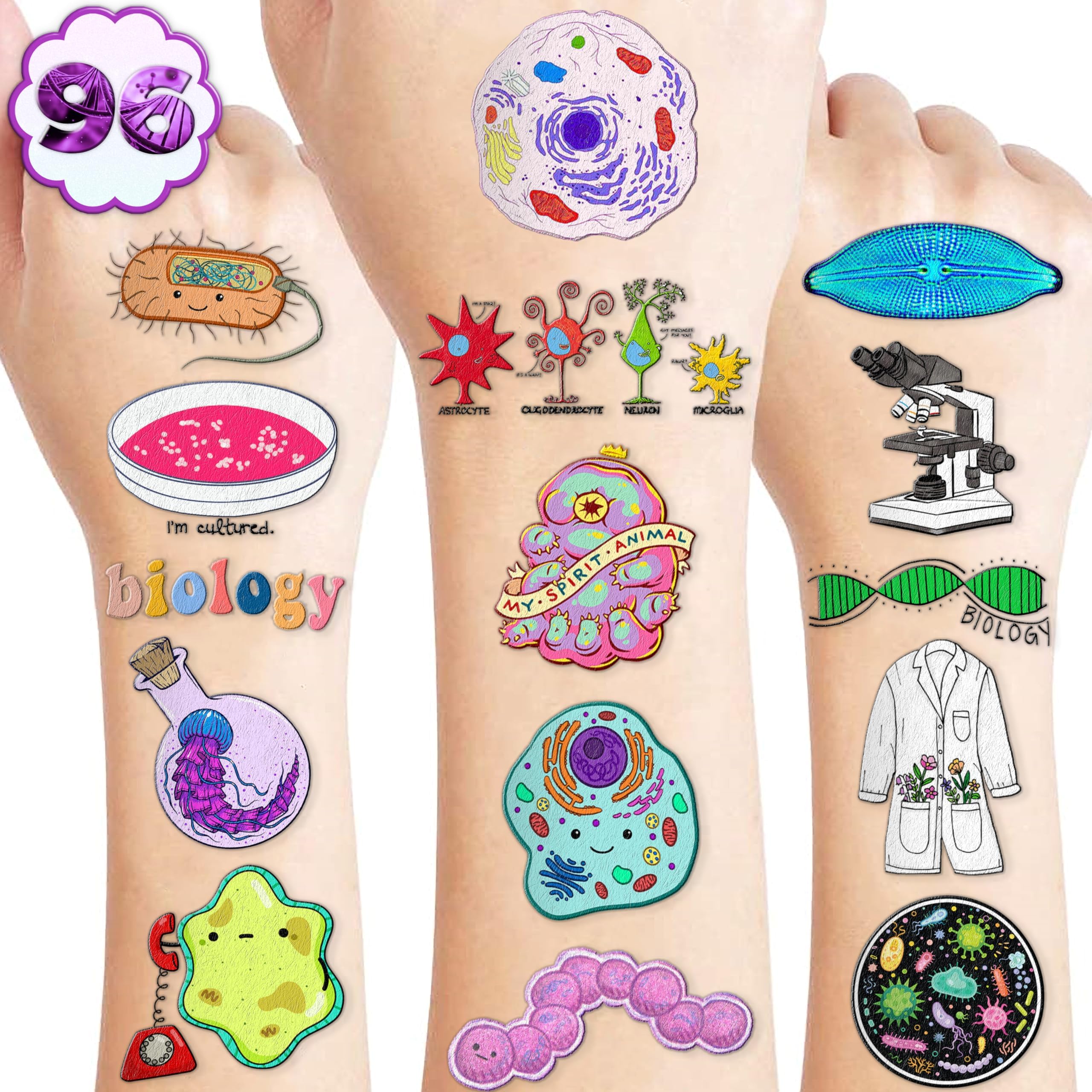 96 PCS Art Painting Temporary Tattoos - Colorful Artist Splash Stickers For Birthday Parties