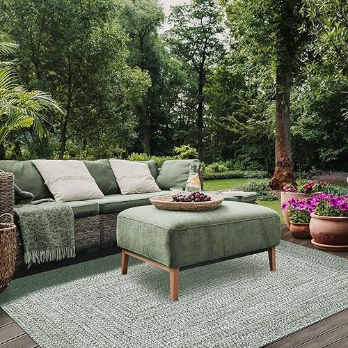 Superior Alfombra de área para interiores y exteriores, decoración trenzada reversible de doble tono para patio, porche delantero, entrada, sala de