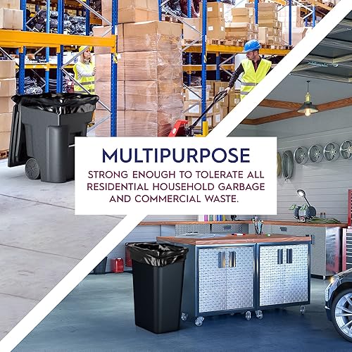 Miniatura 4 de Bolsas de basura de 13 galones, capacidad y 2 mil de grosor, resistencia extraresistente, (200 unidades) bolsas de basura grandes, a prueba de fugas