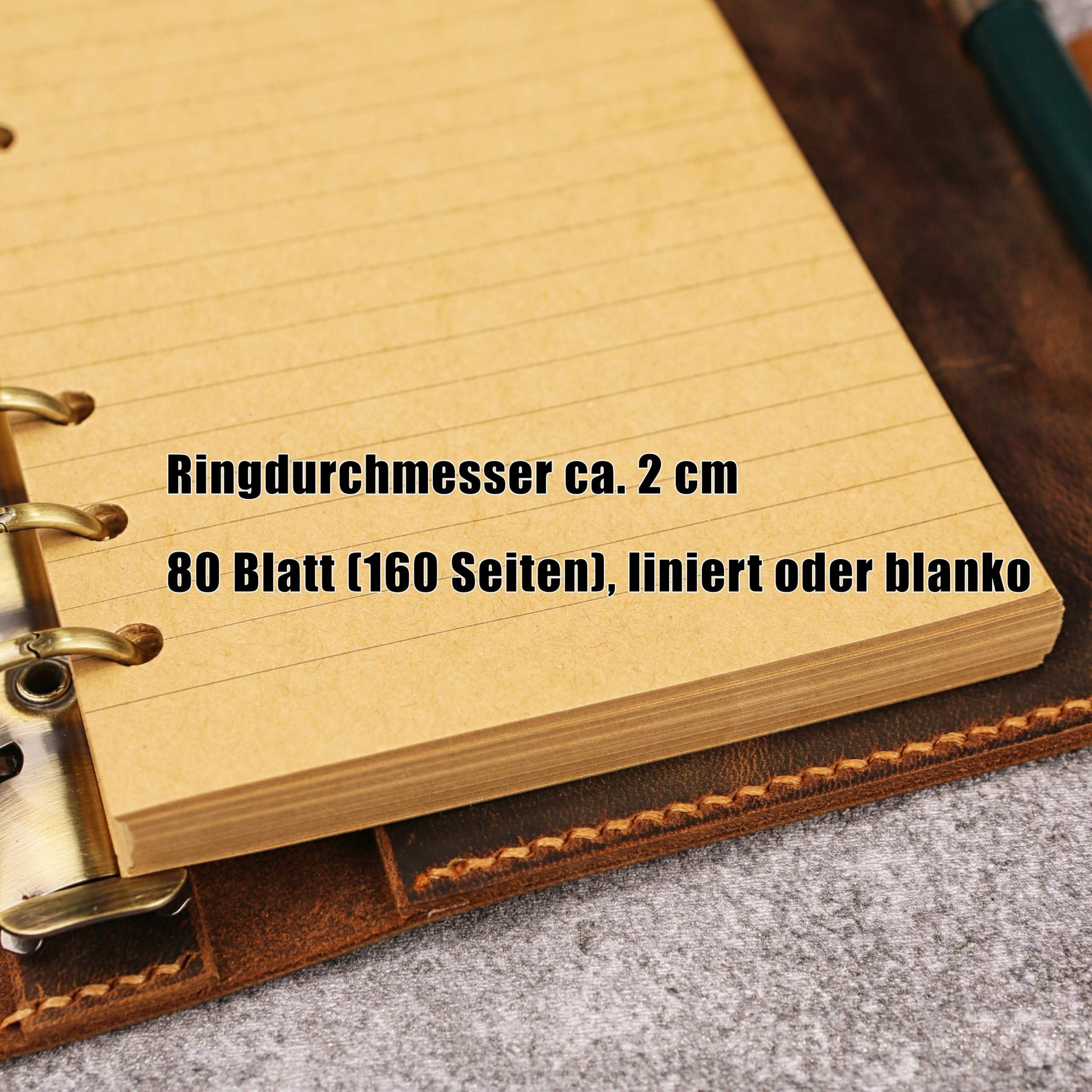 A5 Leder Organizer Ringbuch, Vintage Notizbuch, Gravur personalisiert