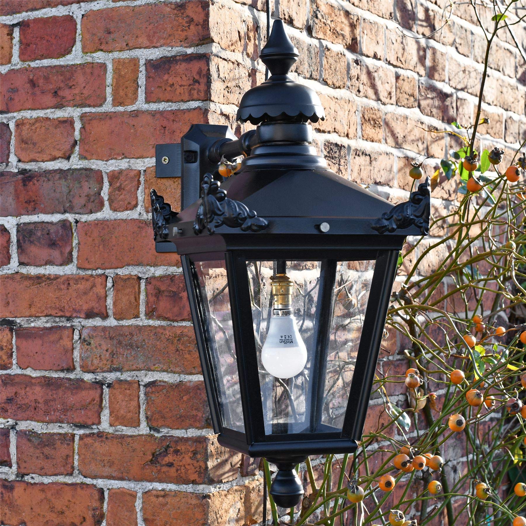 Black Victorian Style Top-Fix Corner Suspended Wall Lantern 61 x 46cm