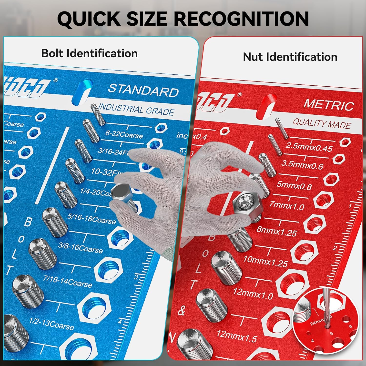 62 Nut and Bolt Thread Checker Standard and Metric, Bolt Size and Thread Gauge with 25 SAE & 25 Metric & 12 Drill Bit Gauge,Bolt and Nut Identifier Gauge for Nut Bolt Size Finder in Narrow Tricky Area