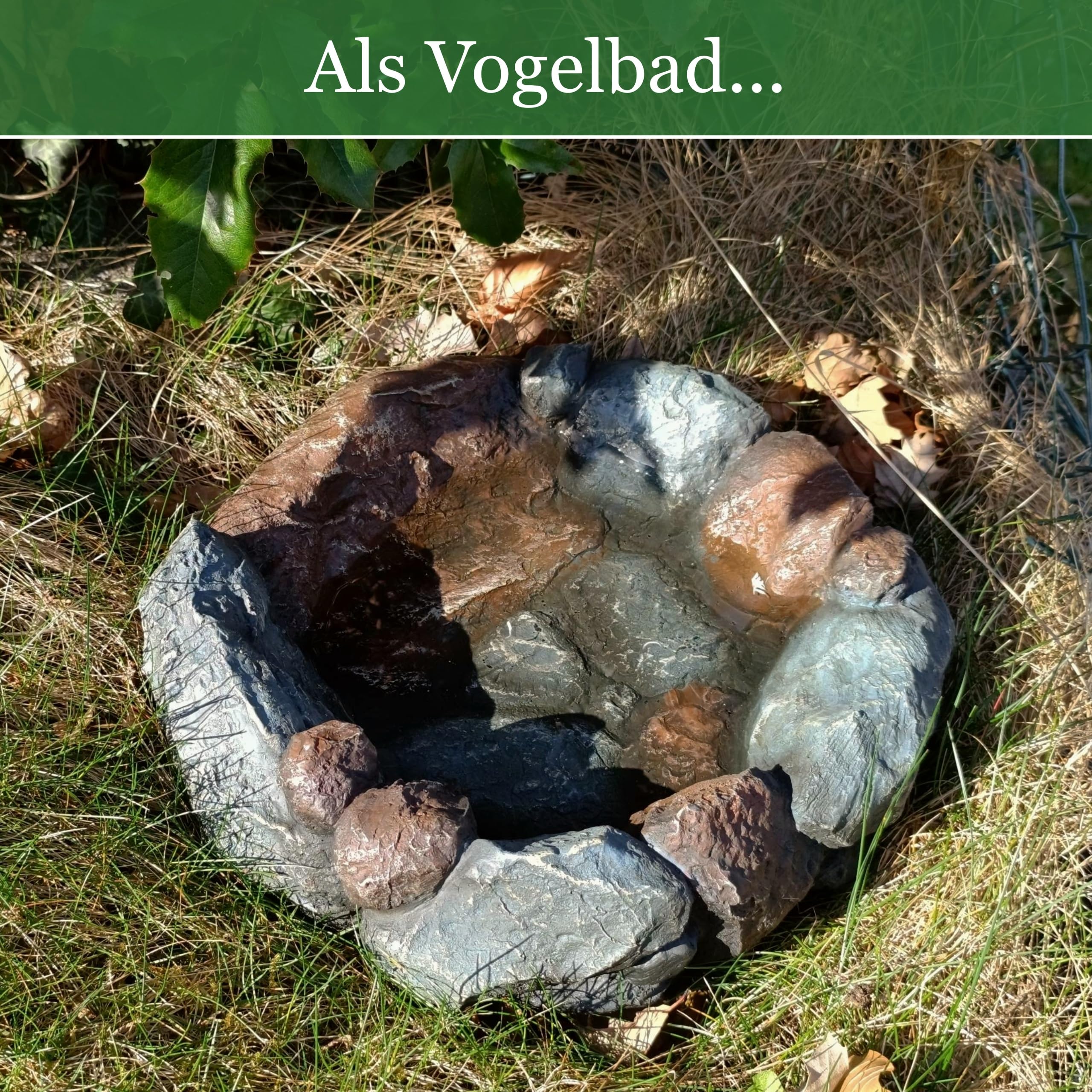 Vogelbad Garten 35cm, Vogeltränke Stein, Wassertränke für Vögel, Vogelbrunnen, Vogel-Badewanne, Vogeldusche, Vogeltränken, Vogeltränke groß, Vogeltränke Garten, Wasserschale für Vögel draußen