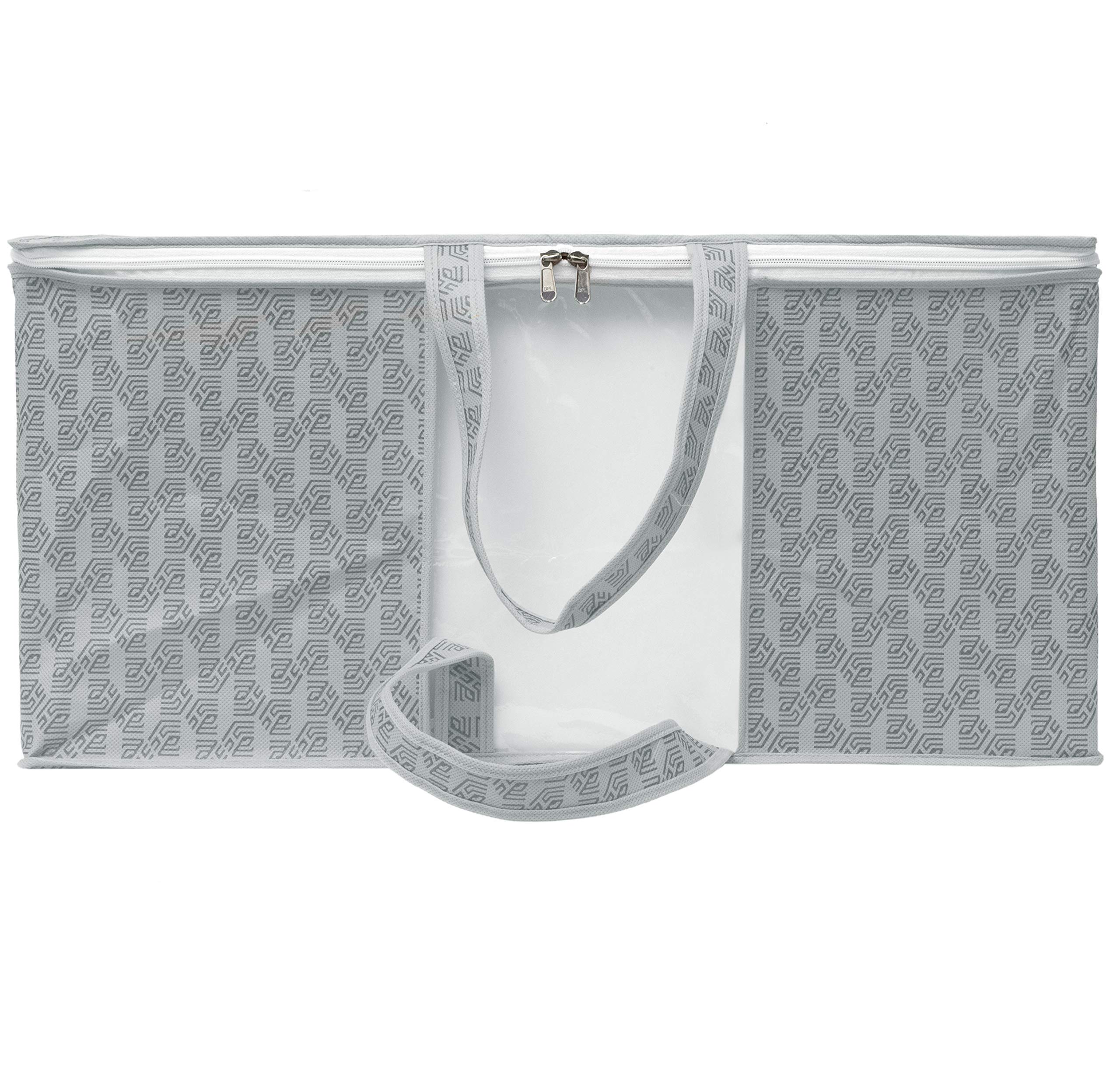 HomeStrap Printed Front Handle Underbed Storage Bag/Organizer/Blanket Cover (Grey) Pack of 12 4