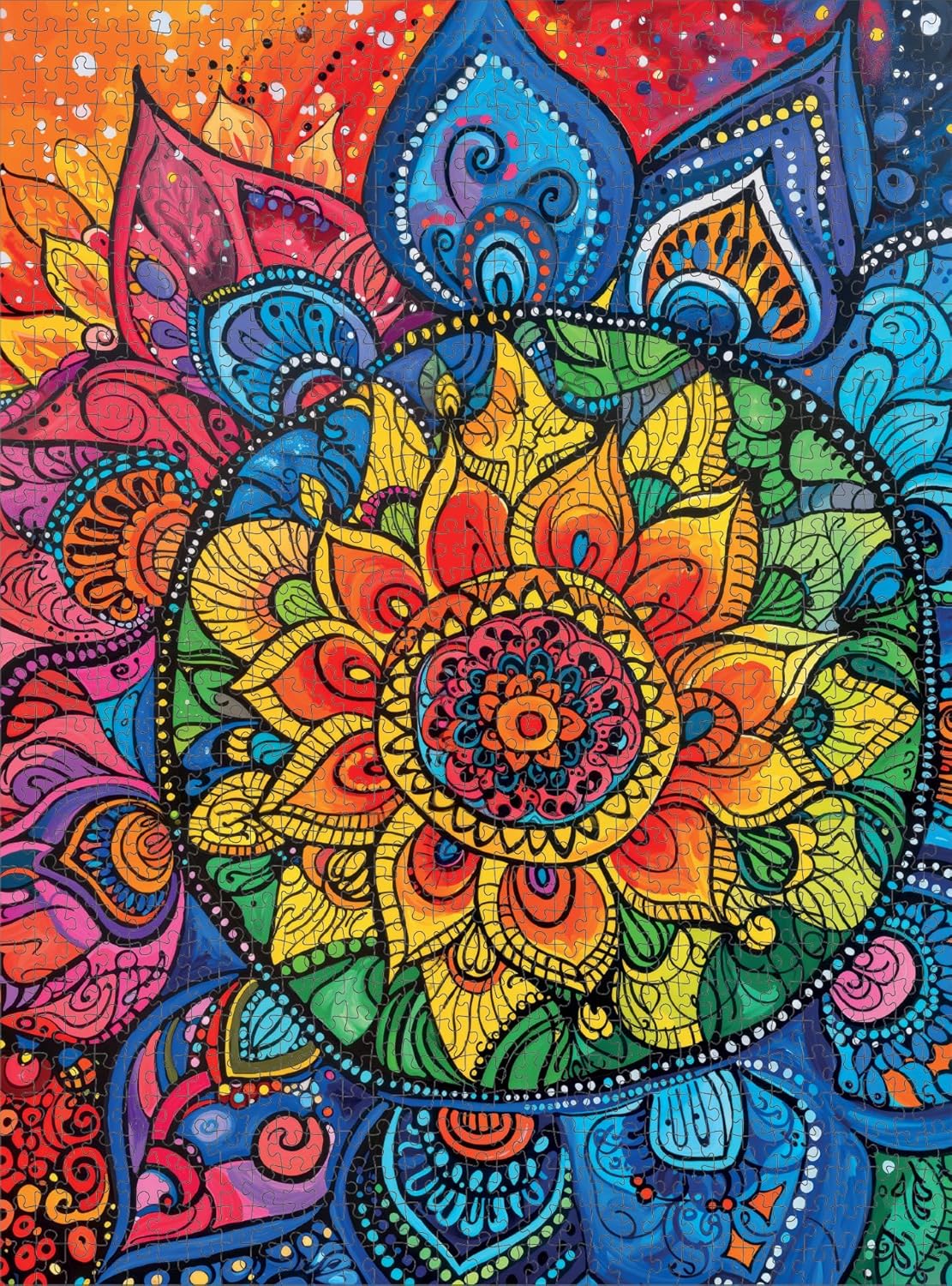 Cross & Glory Day of The Dead Collection | Rainbow Mandala Mirage - 1000 Piece Jigsaw Puzzle for Adults | Premium Quality | Colorful Mandala Design | 20 x 27 Inches
