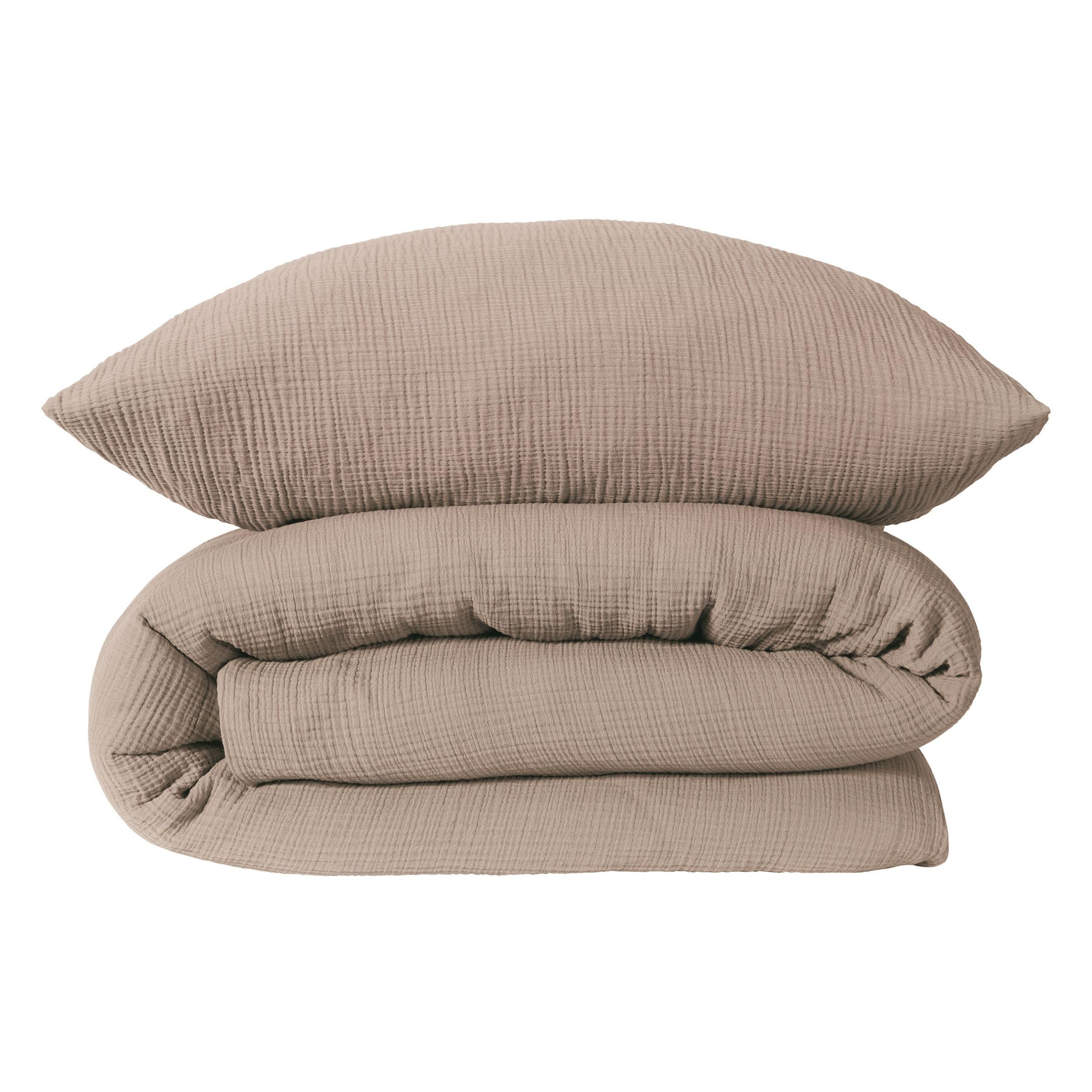 Schiesser Bettwäscheset Molly - Musselin - 2-teilig - 155 x 220 cm - Taupe