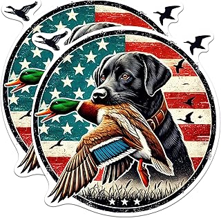 (2 Pack) Dog with Duck Magnets - Hunting Dog Magnets - Lab Hunting Dog Magnets - 5 Inches On Longest Side - Premium Magnet - for Cars, Refrigerators, Toolboxes - Made in USA - MAG2098