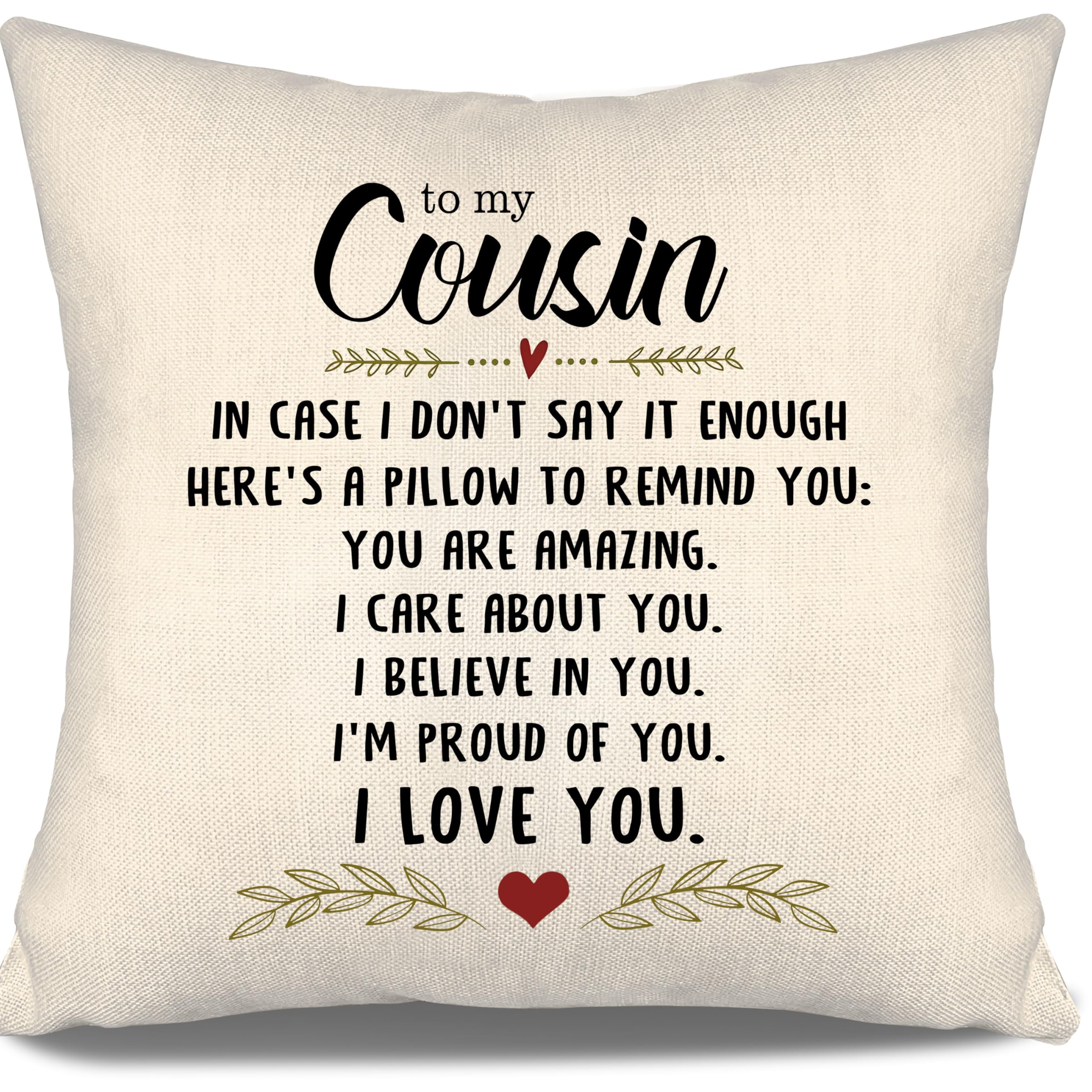 Cousin Cushion Cover In Case I Don't Say It Enough Here's A Pillow To Remind You You Are Amazing I Care About You I Believe In You I Love You Reminder for Cousin Birthday (cousin) — image 1