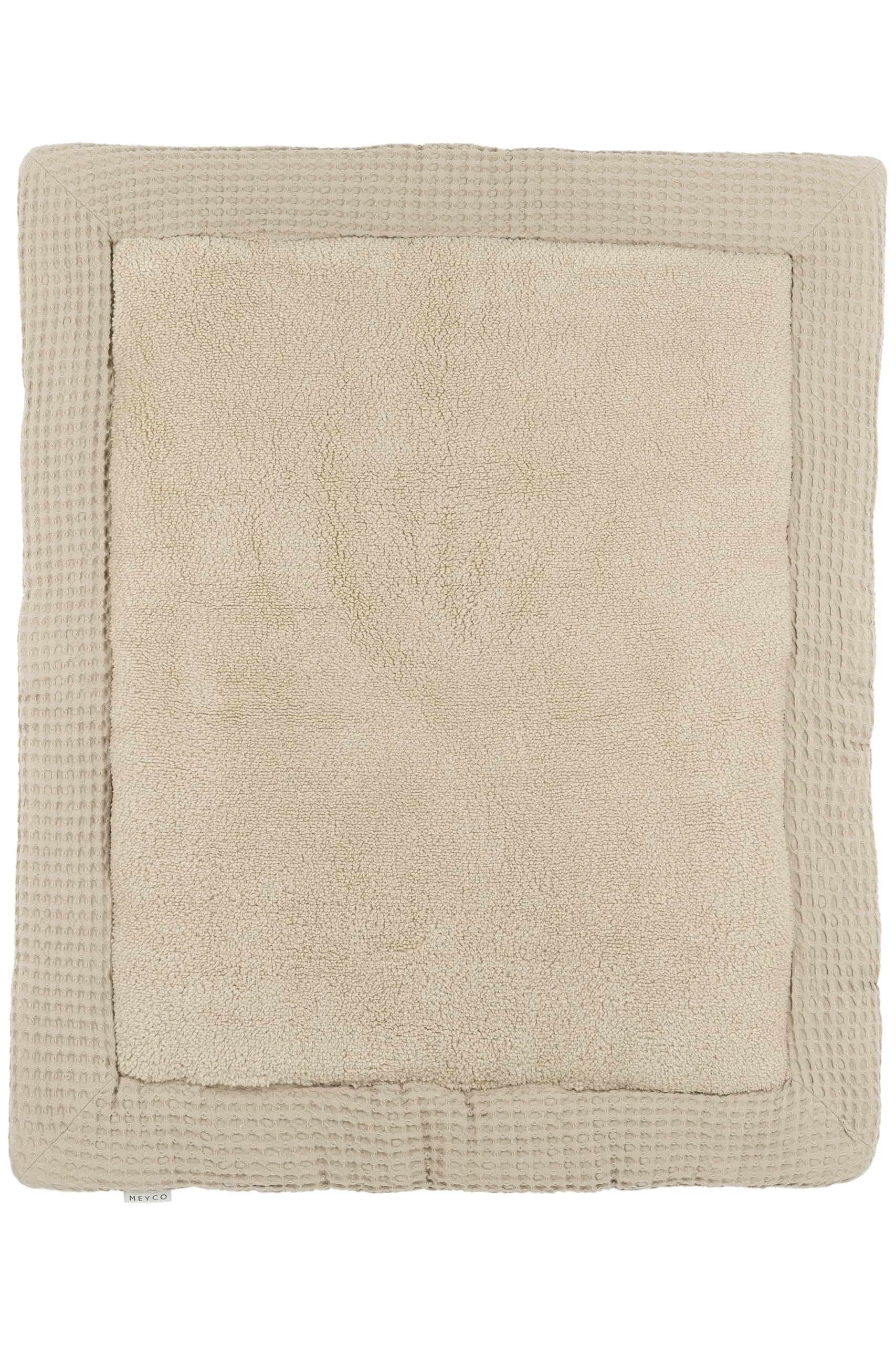 Meyco Laufgittereinlage - 80x100 cm - Waffel Teddy Fleece - Krabbeldecke & Spielmatte - 100% Baumwolle - Oeko Tex Zertifiziert - kuschelig weich - Uni - Sand