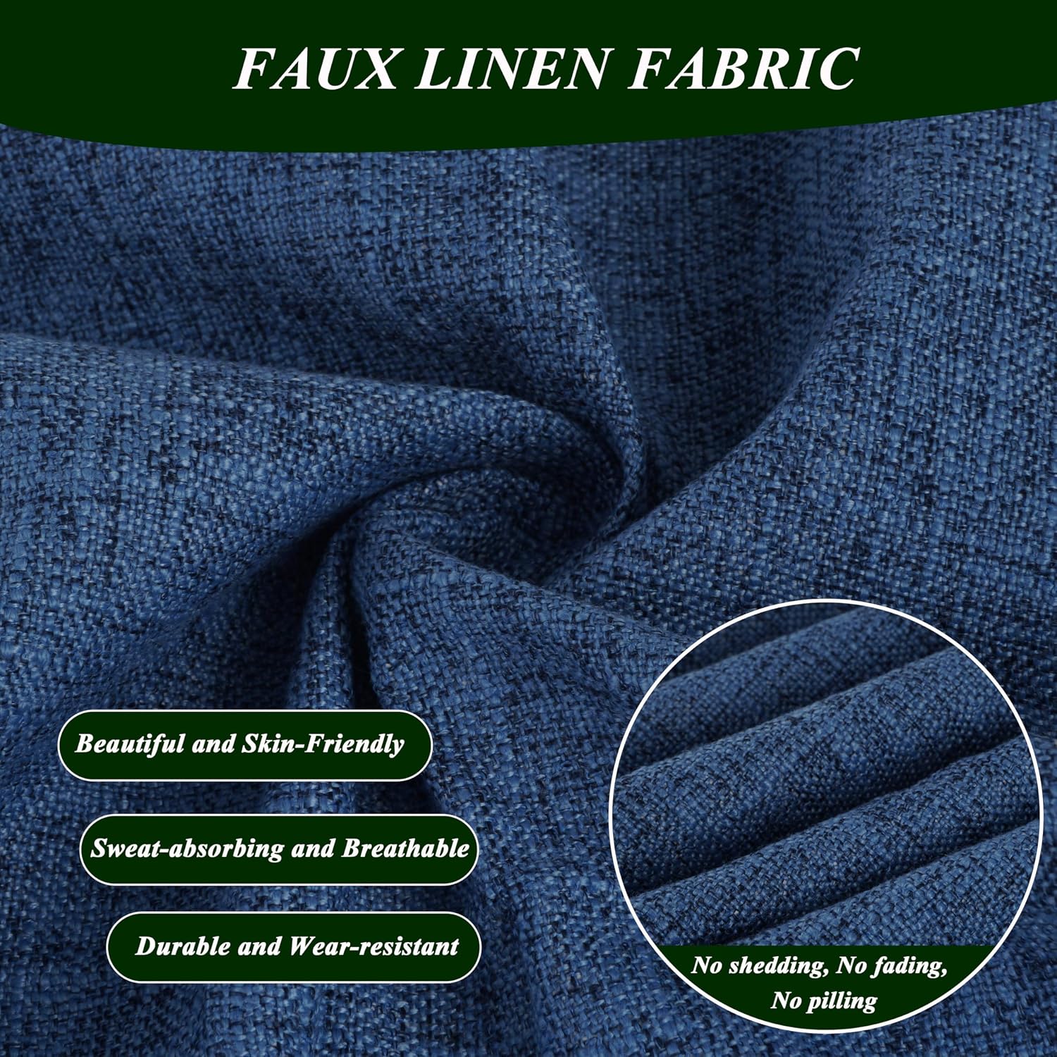 Lounge Chair Cushion Faux Linen Chaise Lounge Cushion with Ties Indoor Long Bench Cushion for Recliner Deck Chair Dormette Swing Bench 63 Inch Navy