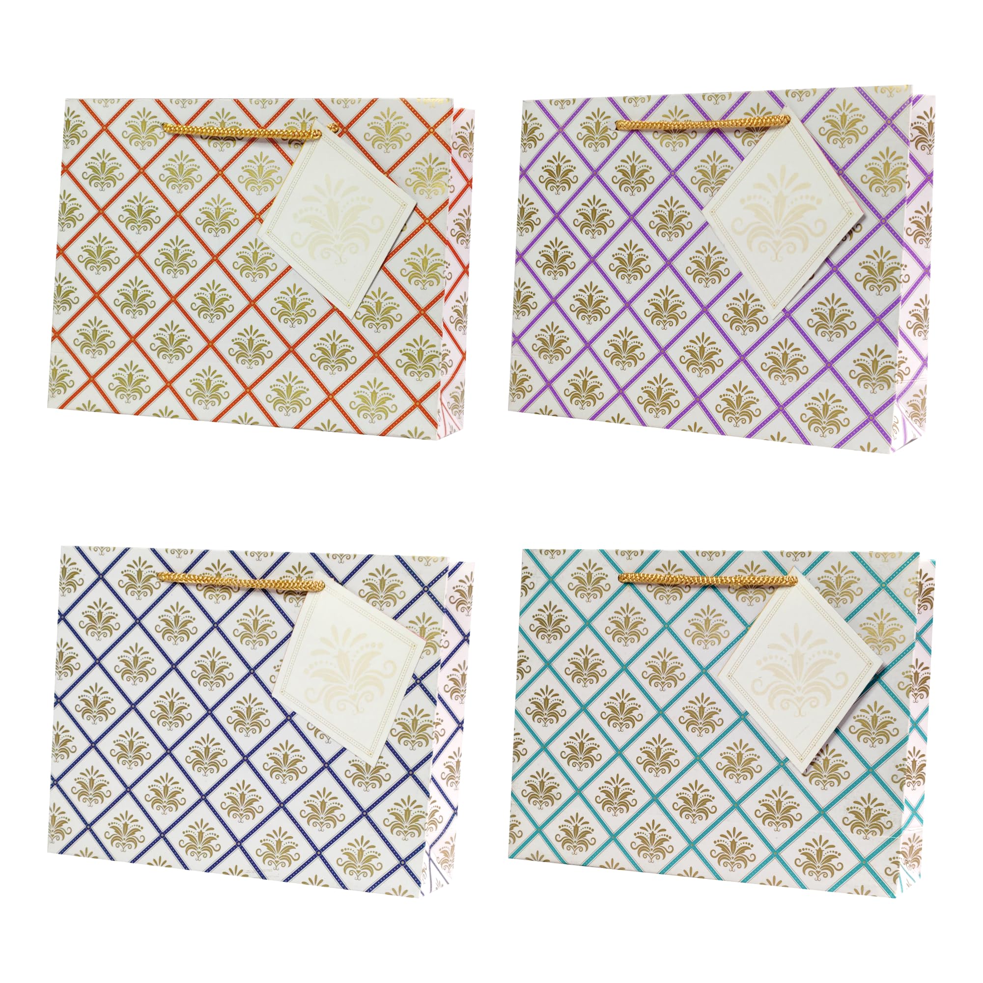 Gift Bags small Pack of 10 - Paper Bags for Gifting - 9x7x2.5 Inch - Paper Bags for Return Gift | Return Gift Bags for Wedding Birthday Baby Shower | 4 Color Combo by Apex Graphics