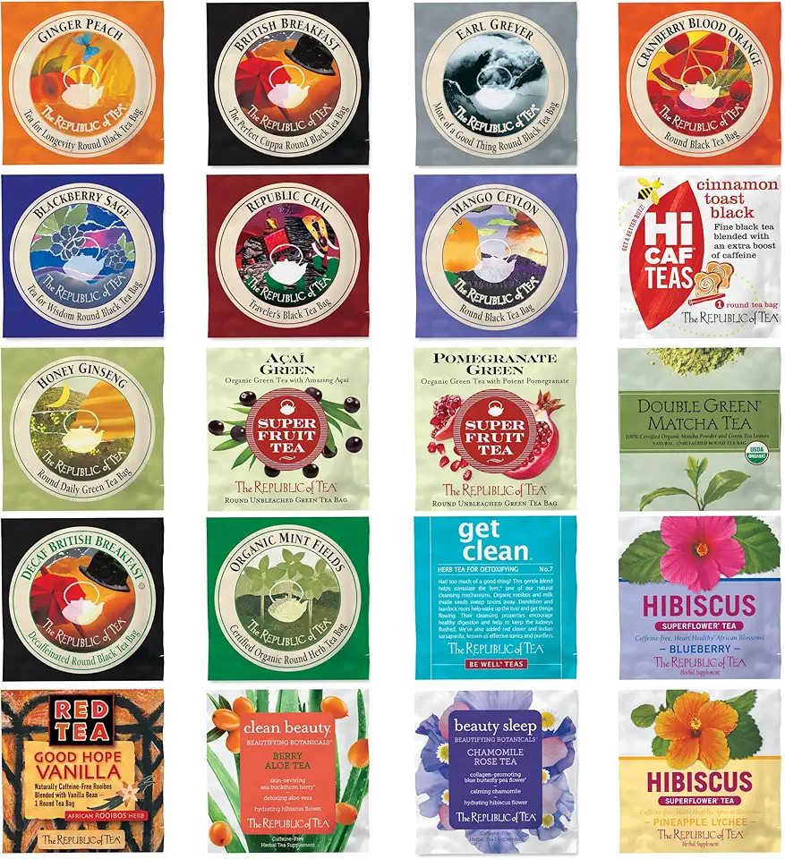 The Republic of Tea – Premium Assortment of Teas &amp; Herbs, 40 Individually Wrapped Tea Bags