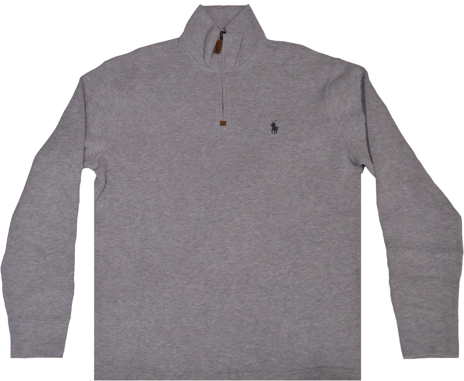 Polo Ralph Lauren Mens Half Zip French Rib Cotton Sweater (Andover Heather, X-Large)