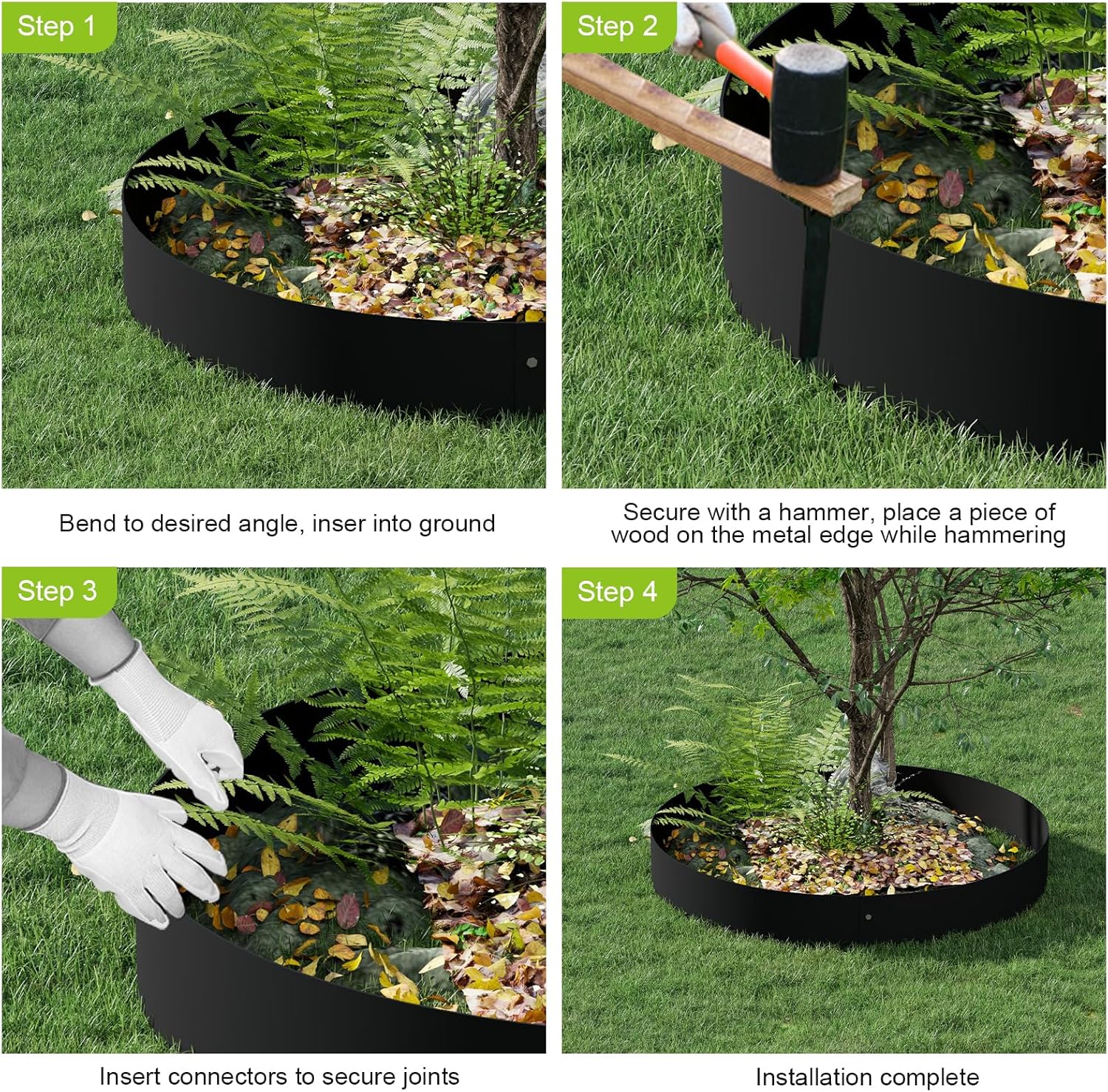 Metal Landscape Edging, Steel Landscape Edging, Galvanized Metal Edging for Landscaping, 40 Inch Strips 6 Inch Depth for Yard Lawn Outdoor Flower Plant Vegetable 8 pcs