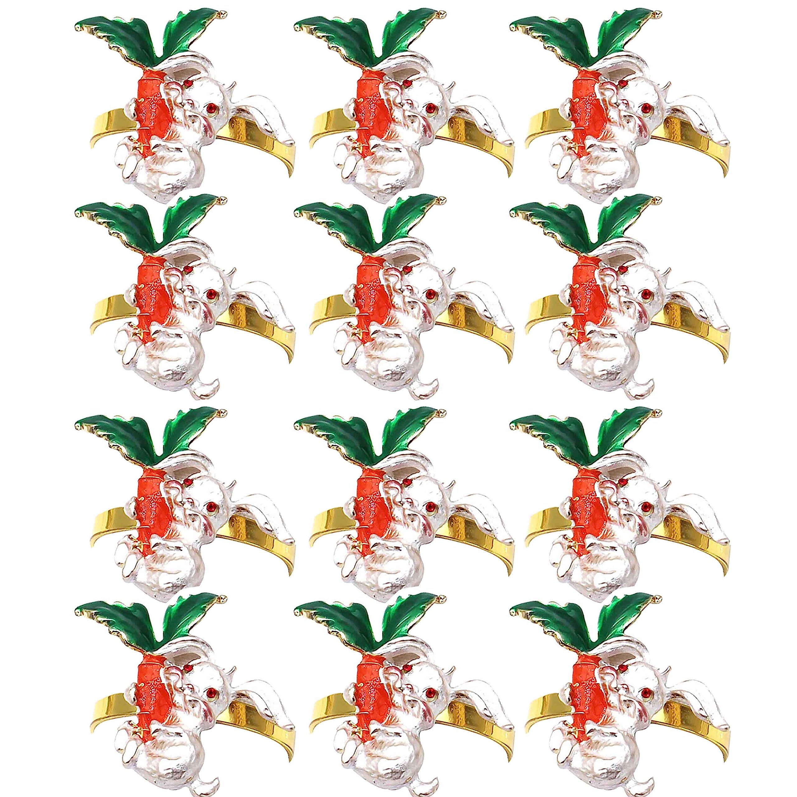 portatovaglioli,decorazioni for la tavola di Natale,Anelli tovaglioli pasquali Set da 12,Portatovaglioli dorati con coniglio,Anelli tovaglioli anti-sbiadimento for banchetti di nozze, cene festive-D-3