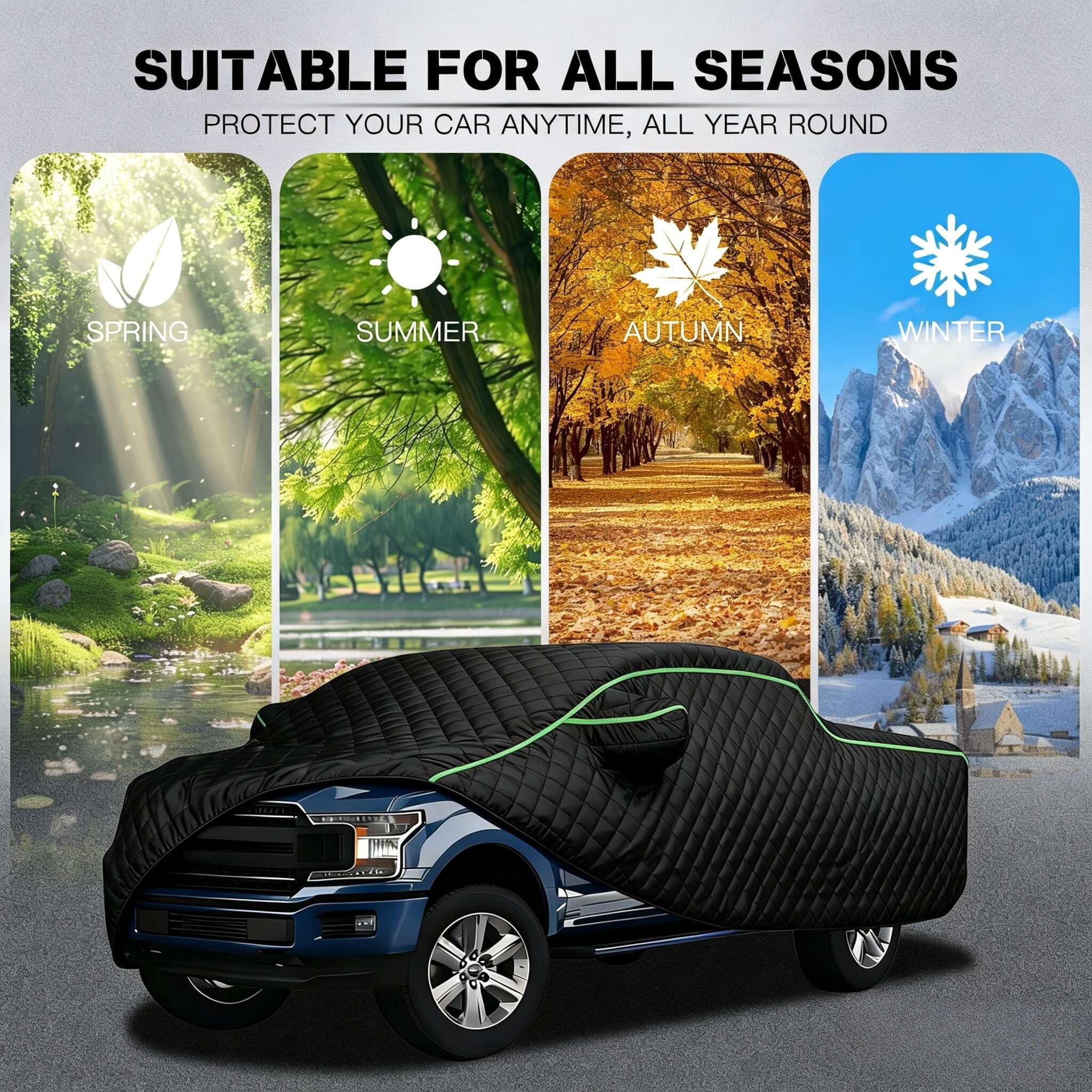 Telo Copriauto Antigrandine Per Dodge Ram 1500,Telo Copri Auto Esterni,Anti-Neve, Antipioggia, Antivento, Imbottita Protezione Completa