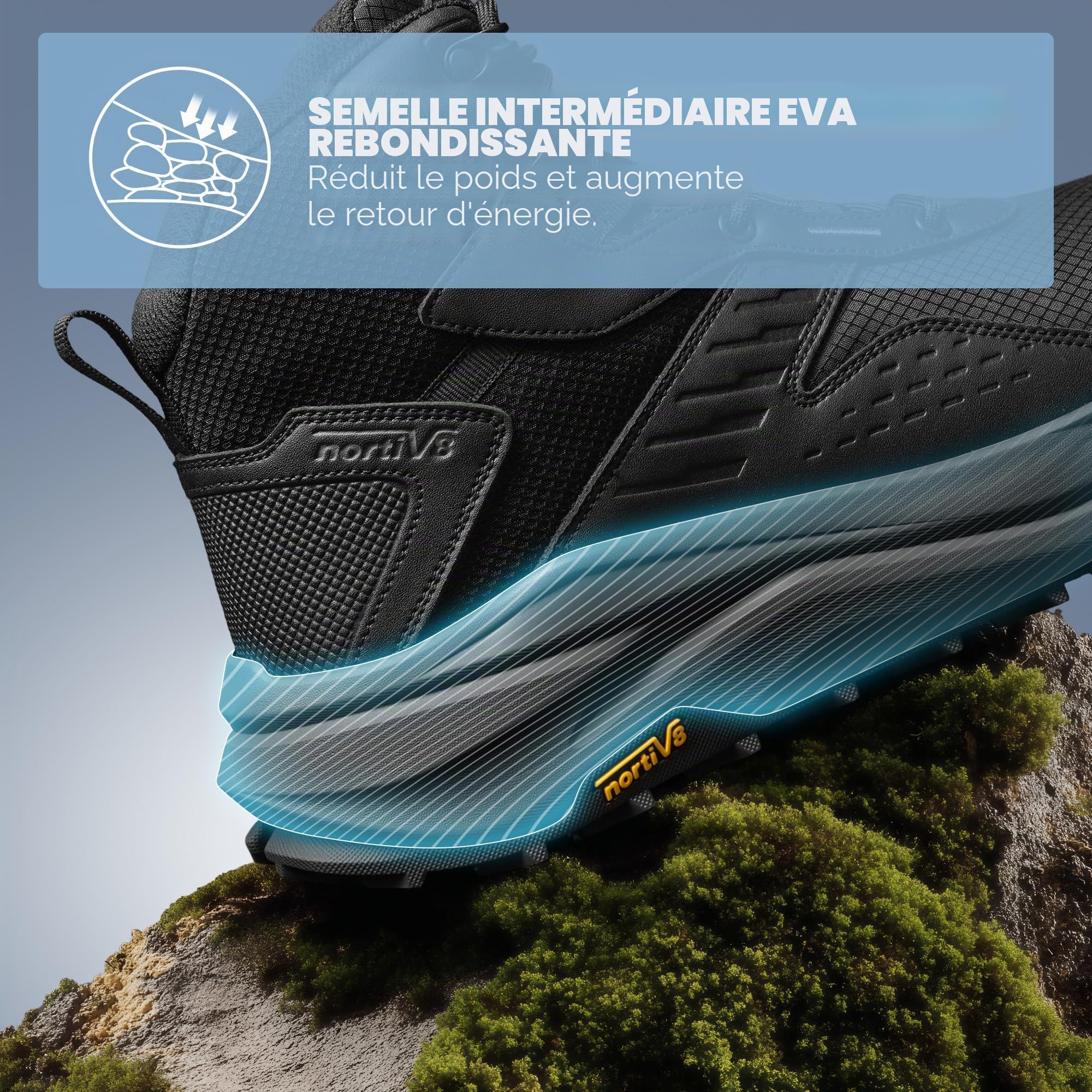 NORTIV 8 Hommes Chaussures de Randonnée Marche | Avec Bout Large, Imperméables pour Trekking Camping et Marche en Plein Air.